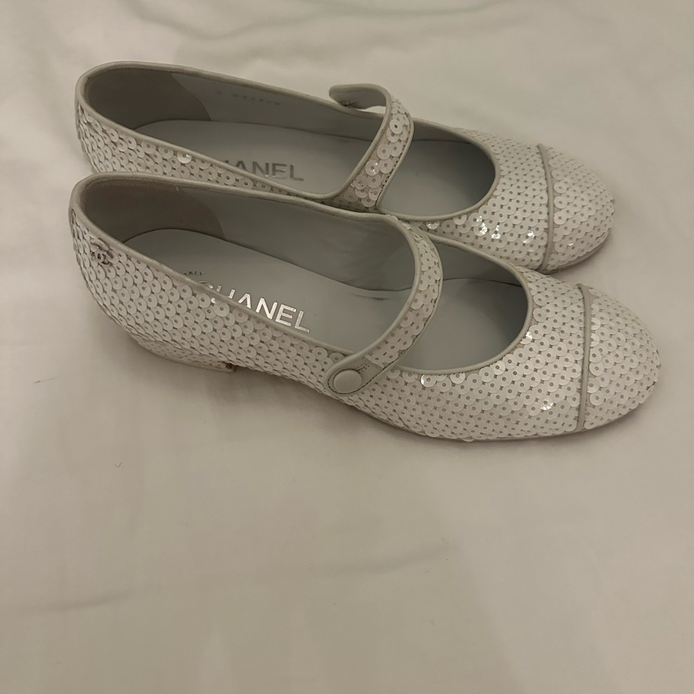 Chanel White Sequin Mary Janes - Picture 6 of 7